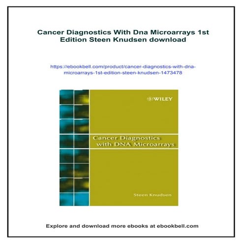 Cancer Diagnostics With Dna Microarrays 1st Edition Steen Knudsen
