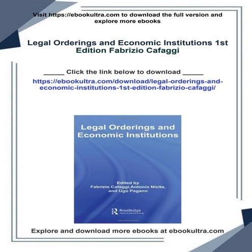 Legal Orderings and Economic Institutions 1st Edition Fabrizio Cafaggi