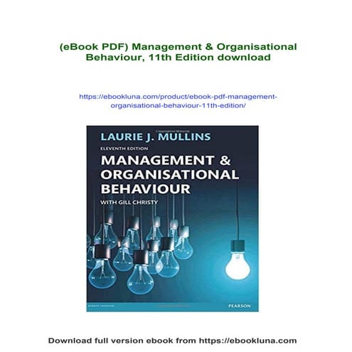 (eBook PDF) Management & Organisational Behaviour, 11th Edition | PDF