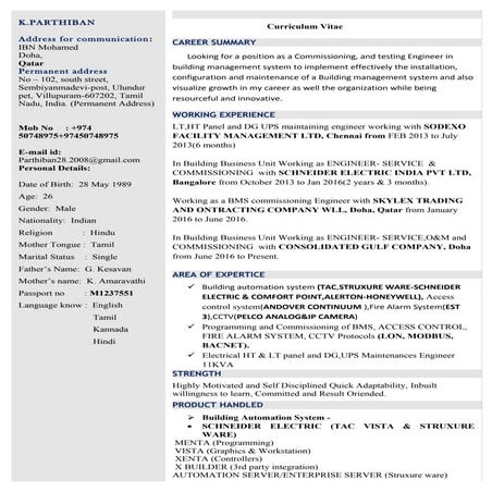 parthiban update resume