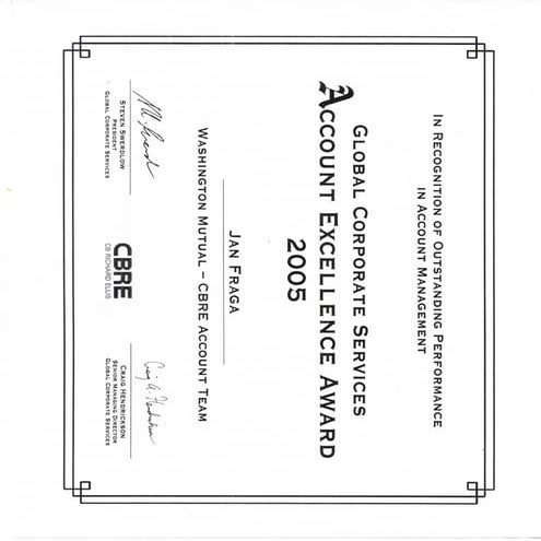 J Fraga CBRE 2005 Award