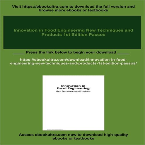 Innovation in Food Engineering New Techniques and Products 1st Edition ...
