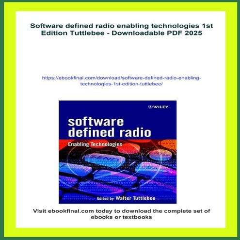 Software defined radio enabling technologies 1st Edition Tuttlebee | PDF