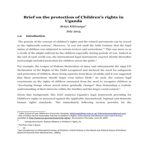 Brief on the protection of Children, recent | DOC