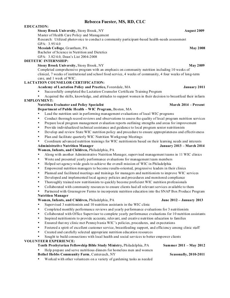 dietitian resume