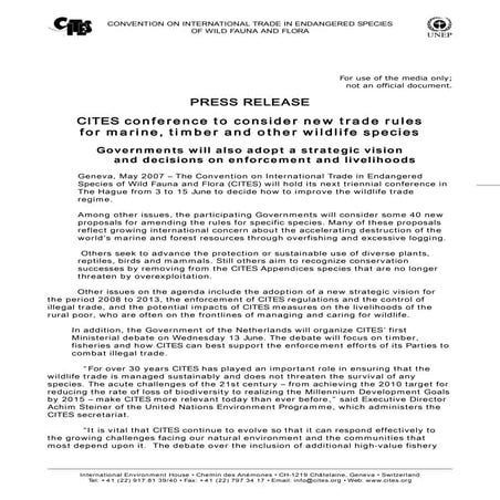 CITES COP 14 press kit 6-07