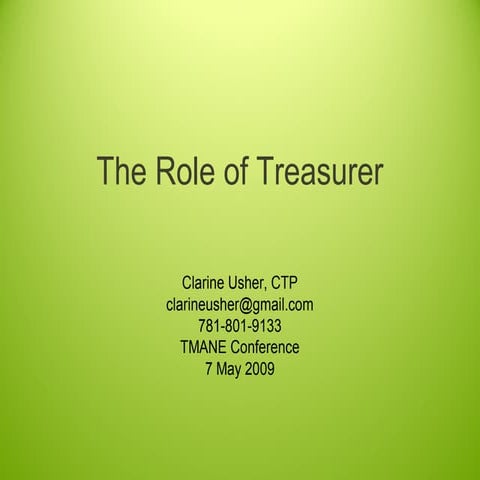 The Role of Treasurer