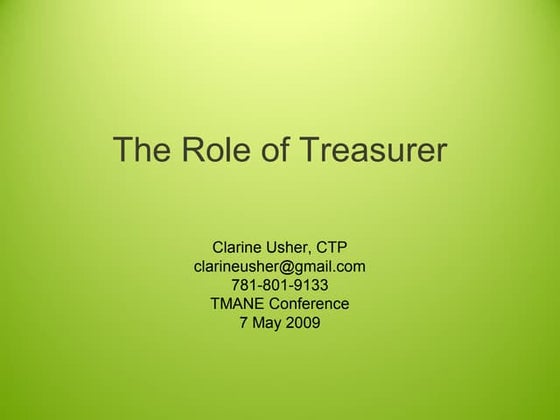 The Role of Treasurer