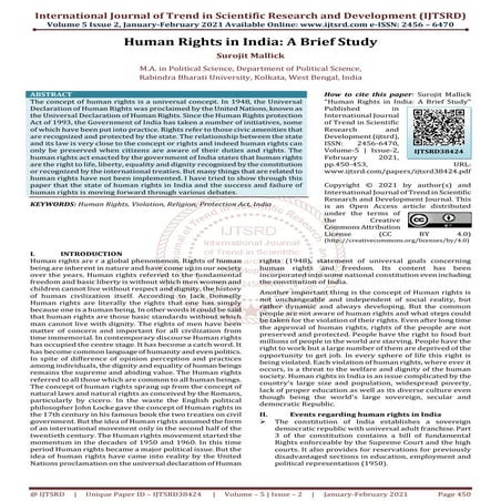 Human Rights in India A Brief Study | PDF