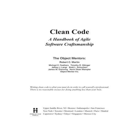 Clean Code A Handbook of Agile Software Craftsmanship PDF | PDF