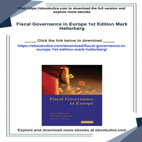 Fiscal Governance in Europe 1st Edition Mark Hallerberg