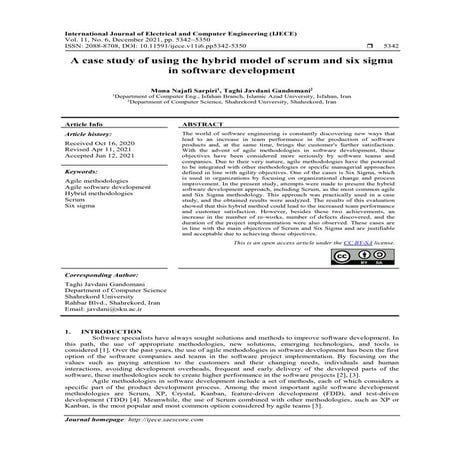 A case study of using the hybrid model of scrum and six sigma in software dev...