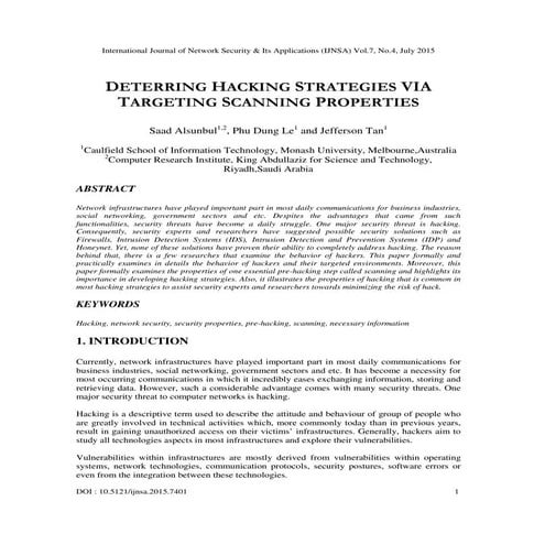 DETERRING HACKING STRATEGIES VIA TARGETING SCANNING PROPERTIES