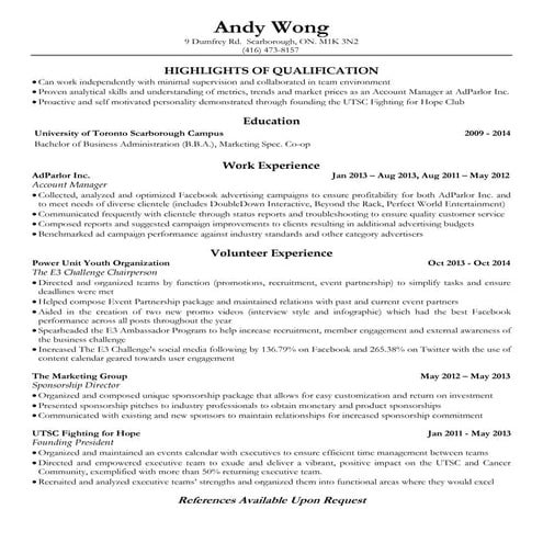 Andy Wong Resume