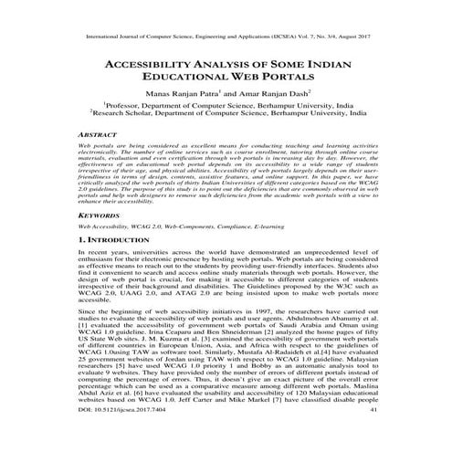 Accessibility Analysis of Some Indian Educational Web Portals