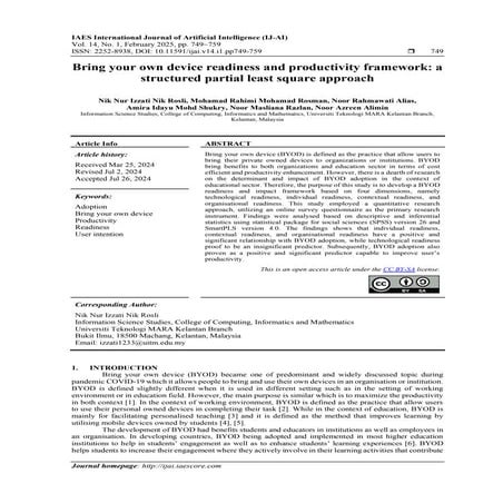 Bring your own device readiness and productivity framework: a structured part...