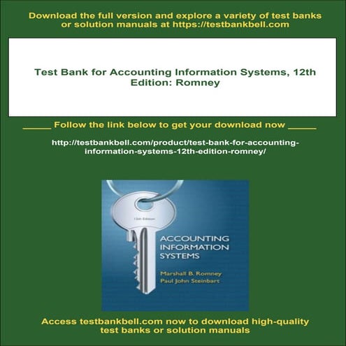 Test Bank for Accounting Information Systems, 12th Edition: Romney | PDF