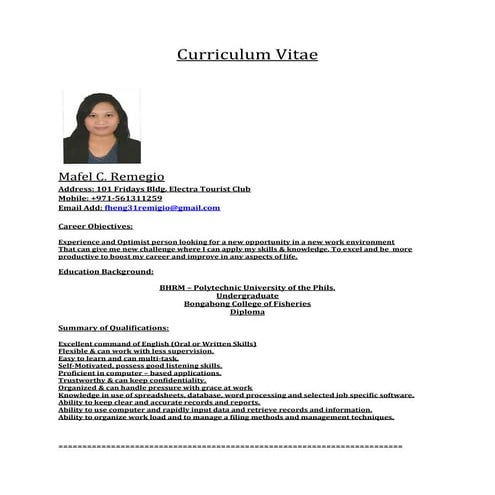 mafel new updated CV