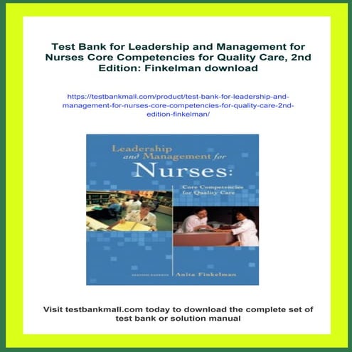 Test Bank for Leadership and Management for Nurses Core Competencies ...