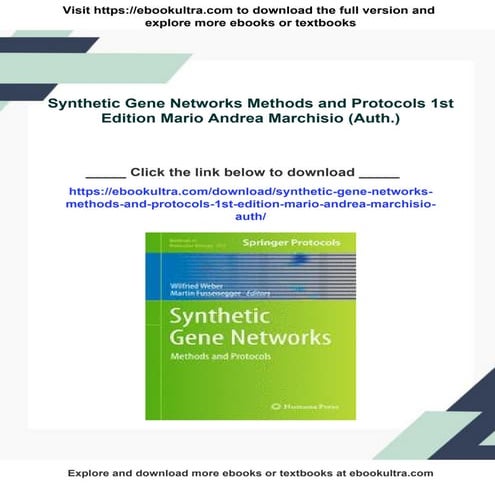 Synthetic Gene Networks Methods and Protocols 1st Edition Mario Andrea ...