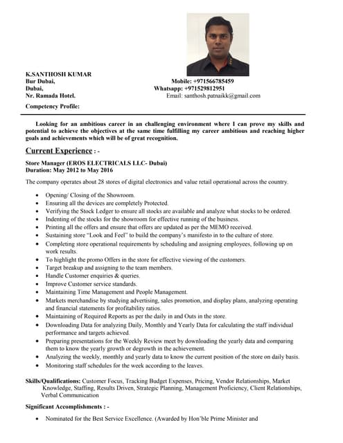 Santhosh kumar.k Resume
