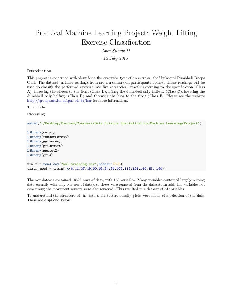 coursera practical machine learning project