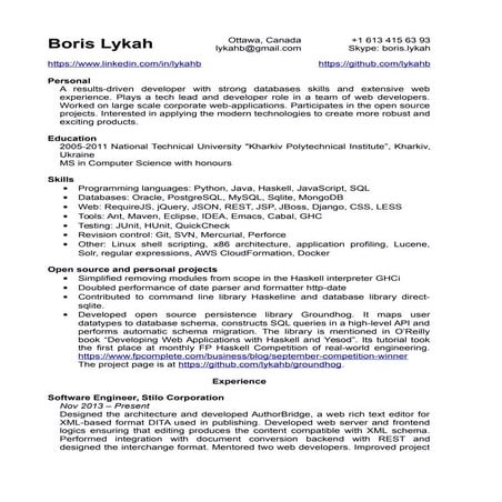 Boris Lykah Resume