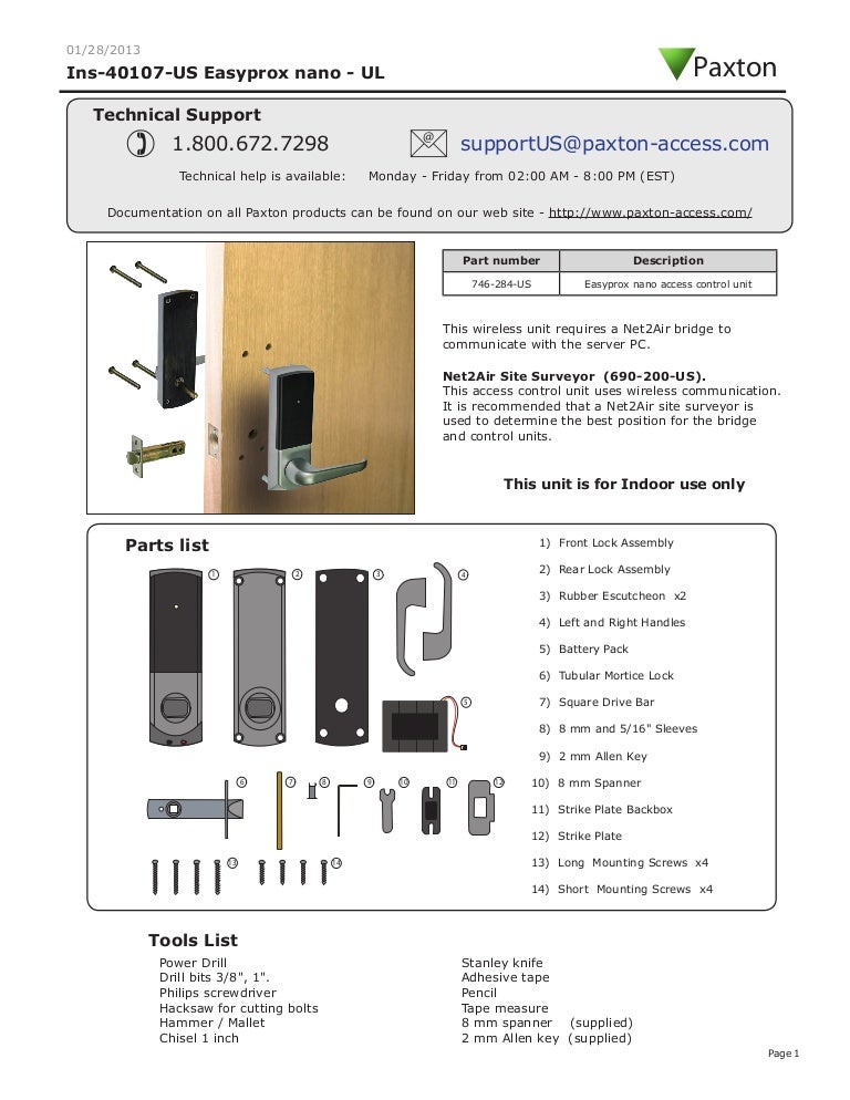 Paxton Access 746284US Instruction Manual