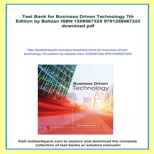 Test Bank for Business Driven Technology 7th Edition by Baltzan ISBN ...