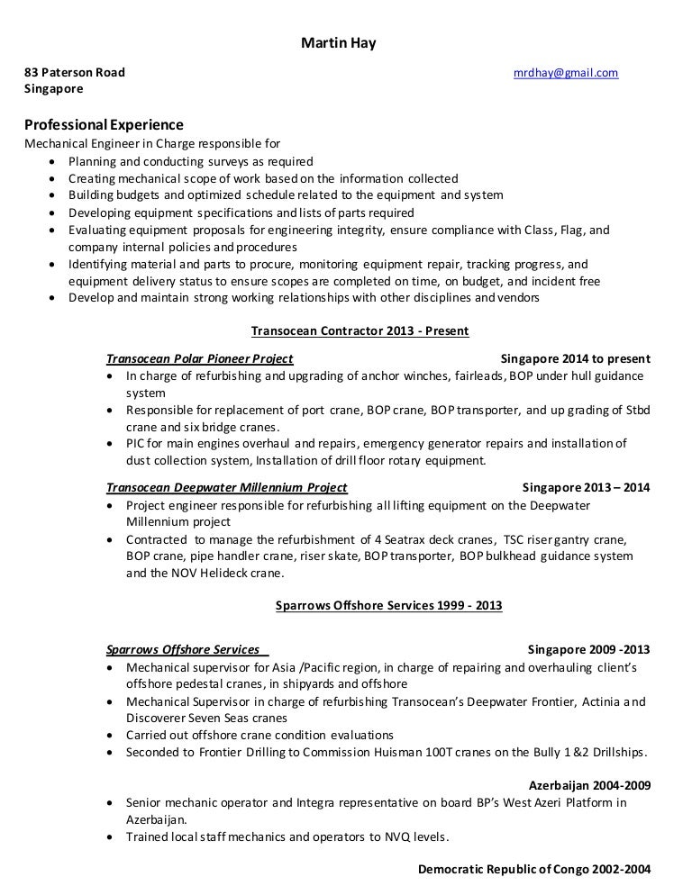 crane operator resume