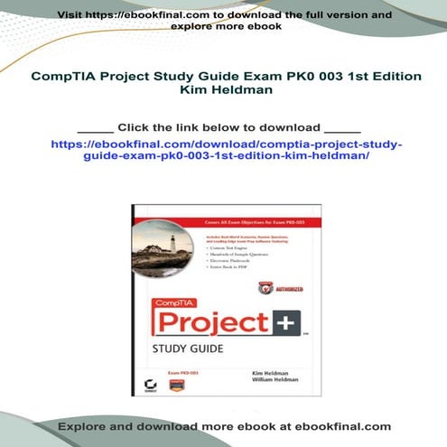 Get CompTIA Project Study Guide Exam PK0 003 1st Edition Kim Heldman ...