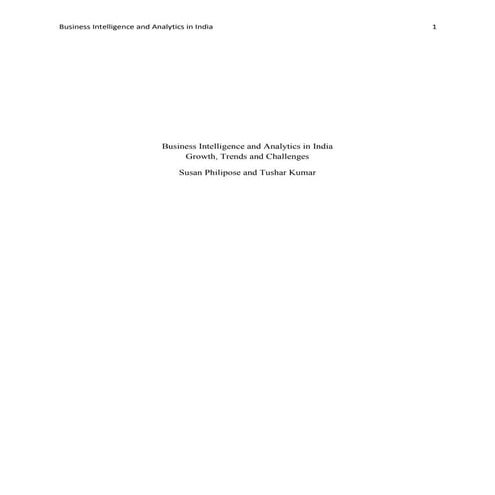 Business Analytics In India