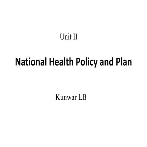 National Health Policy and Plan