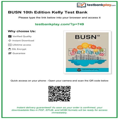Comprehensive BUSN 10th Edition Kelly Test Bank and Accounting Concepts ...