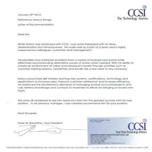 CCSI Reference Letter