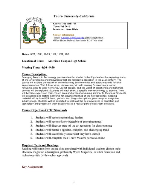 EDU 749 Emerging Trends in Technology