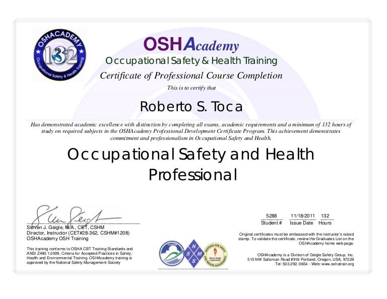 Occupational Safety and Health Professional2