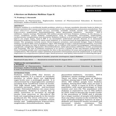 A Review on Diabetes Mellitus Type II