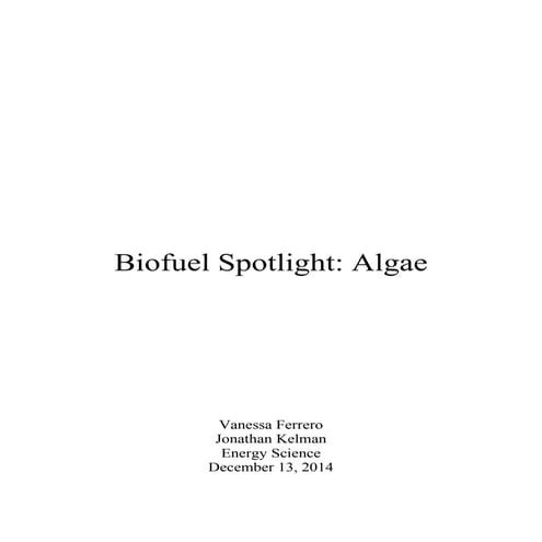 Algae Biofuels