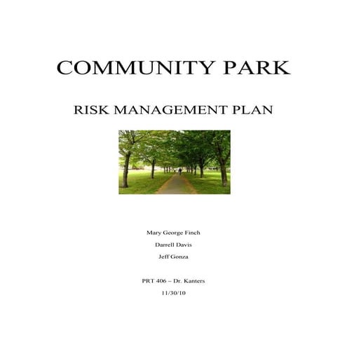 PRT 406 Risk Management Plan