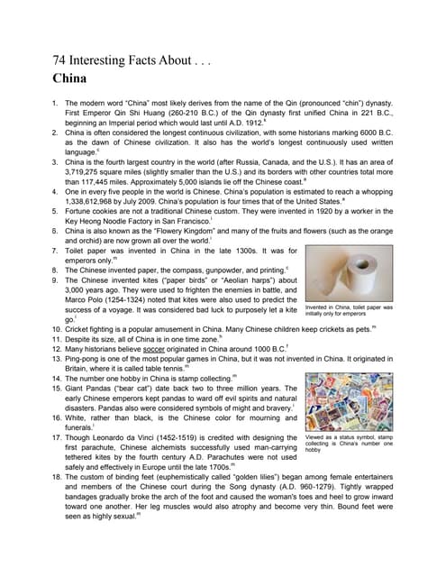 74 Interesting Facts About China Docx 74 Interesting Facts About China Docx