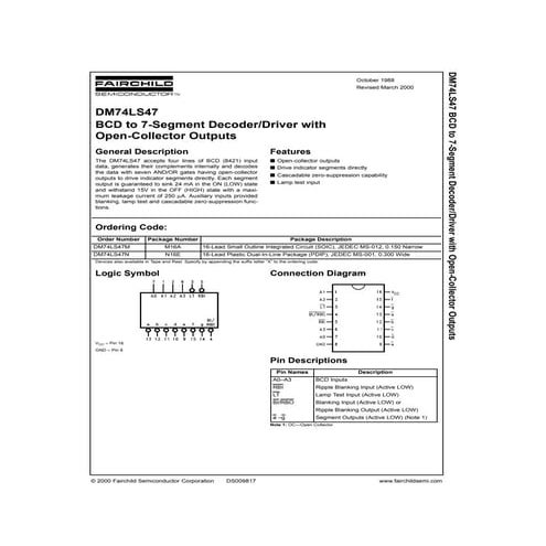 74LS47 / DM74LS47 Datasheet PDF