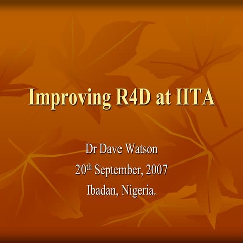 Improving R4D at IITA | PDF