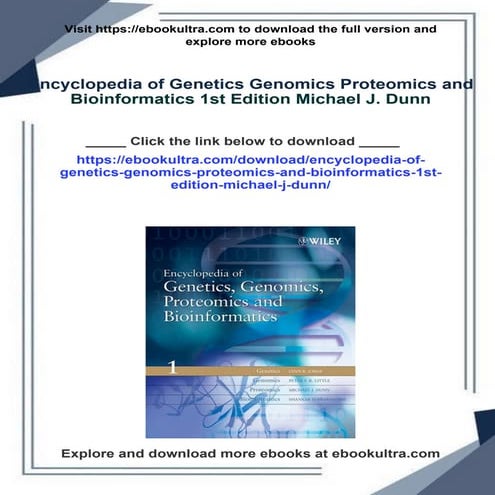 Encyclopedia of Genetics Genomics Proteomics and Bioinformatics 1st Edition M...