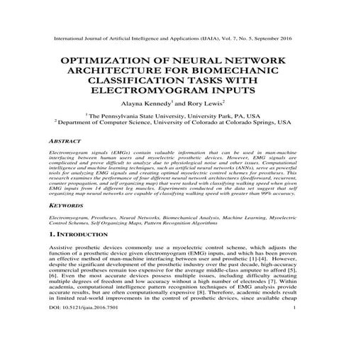 OPTIMIZATION OF NEURAL NETWORK ARCHITECTURE FOR BIOMECHANIC CLASSIFICATION TA...
