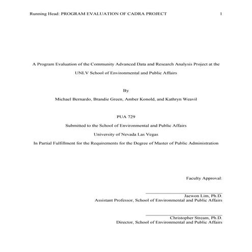 CADRA Project - Program Evaluation Final Report 2015