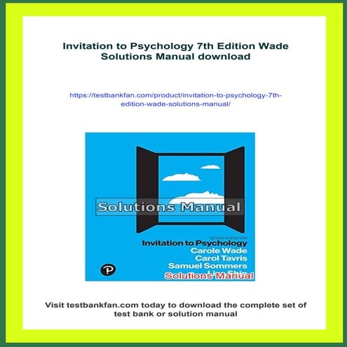 Invitation to Psychology 7th Edition Wade Solutions Manual