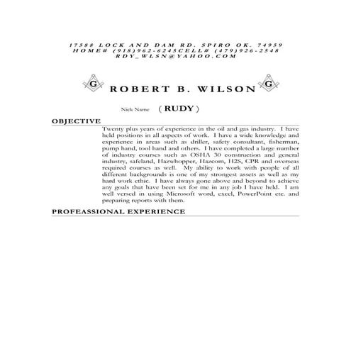 Rudy's Resume for safetyman