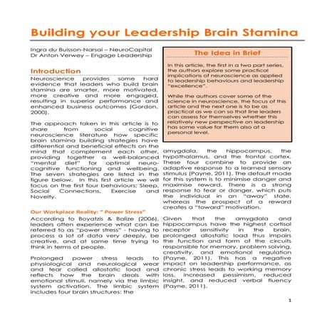 Building leadership brain stamina part 1