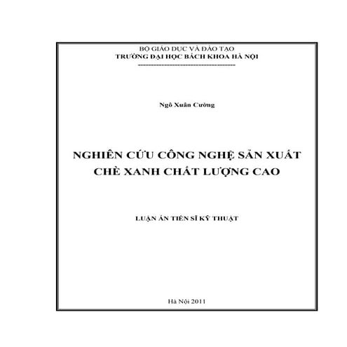Nghiên cứu công nghệ sản xuất chè xanh chất lượng cao 7540162